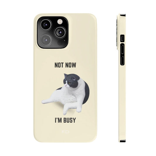 Funny Bored Cat Theme Slim Case for iPhone 14 Series - TechFusion