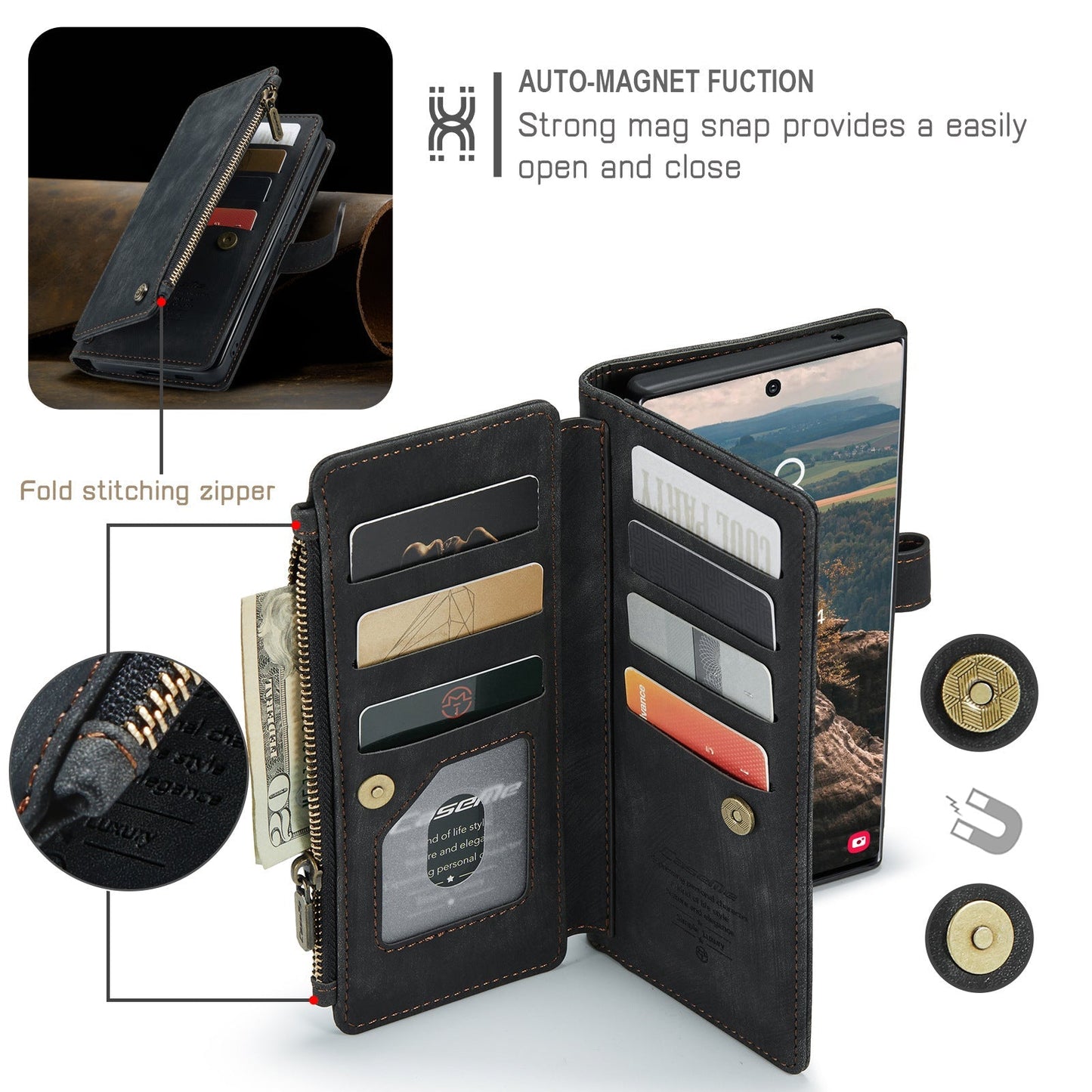 Premium Wallet Case for iPhone X to iPhone 14 - TechFusion