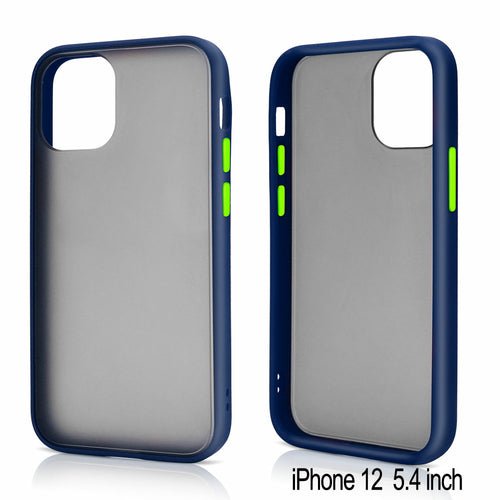 Slim Matte Hybrid Bumper Case for iPhone 12 Mini 5.4 inch (Navy Blue) - TechFusion