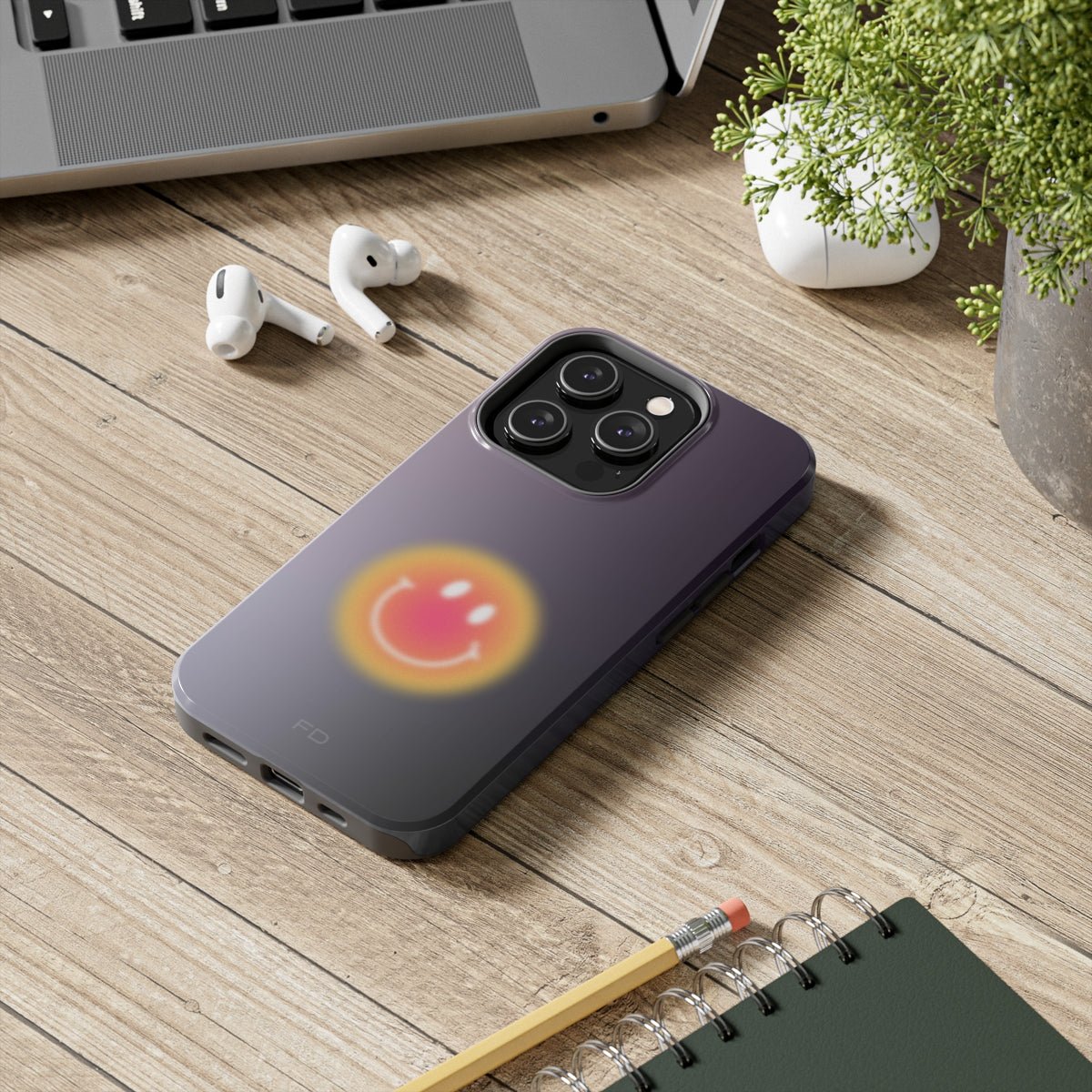 Smiley Face Tough Case for iPhone with Wireless Charging - TechFusion