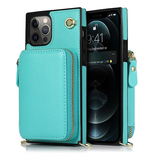 Zipper Wallet Case with Adjustable Crossbody Strap for iphone - TechFusion